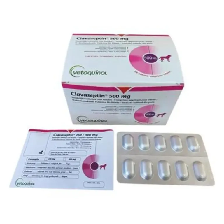 Клавасептин (Clavaseptin) 500 мг 10 табл. - 1 т./40 кг, Vetoquinol (аналог синулокс)