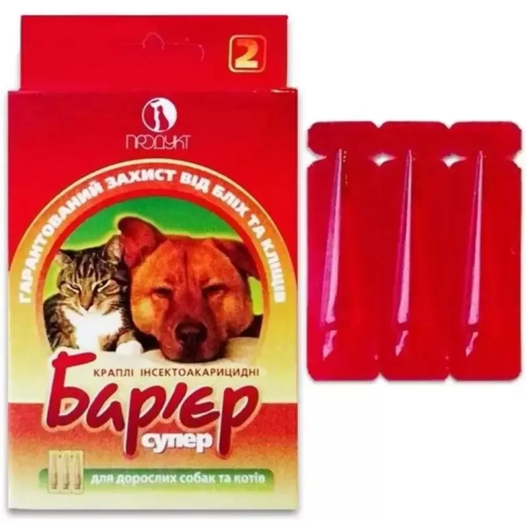 Краплі Бар'єр - супер(№2) для собак і котів,1 мл №3 ,Продукт