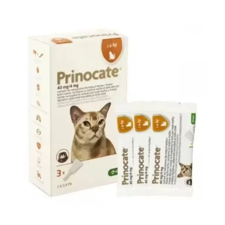 Прінокат Prinocate Small Cat краплі проти бліх та кліщів для кішок та тхорів до 4 кг, 3 піпетки по 0,4 мл