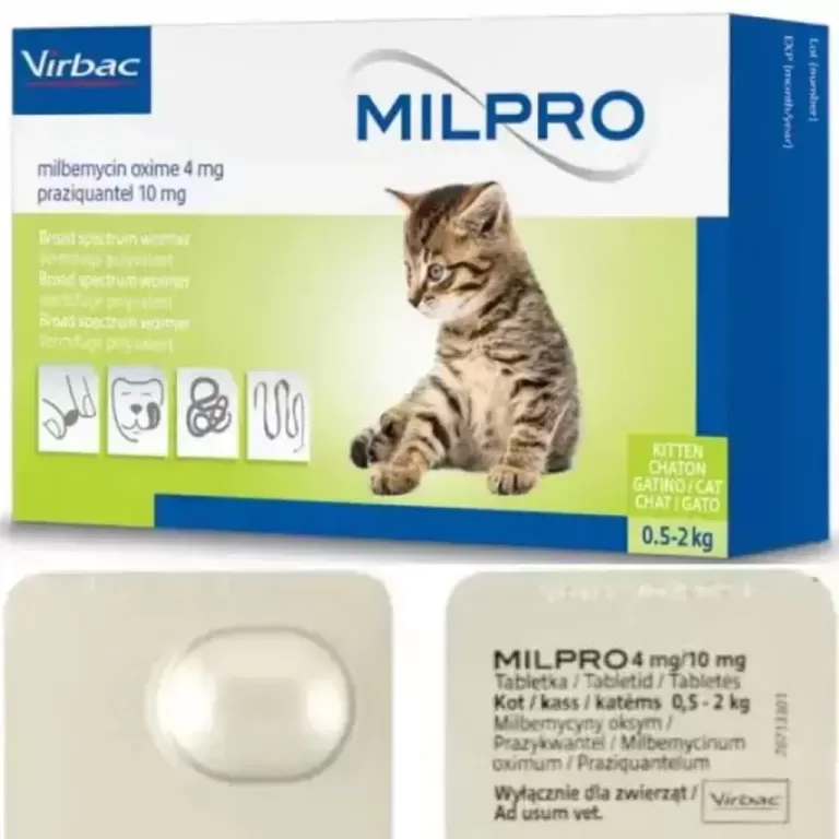 Мілпро Virbac Milpro таблетки від глистів для кішок малих порід від 0.5 до 2 кг і кошенят, 4 таблетки