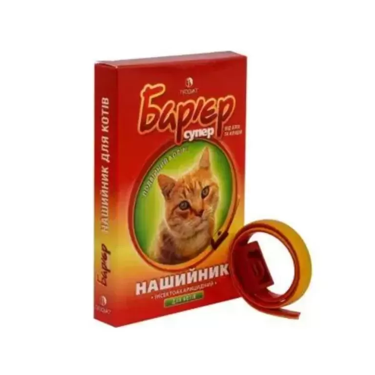 Ошейник Барьер-супер  от блох и клещей для кошек (желто-красный) 35 см,Продукт