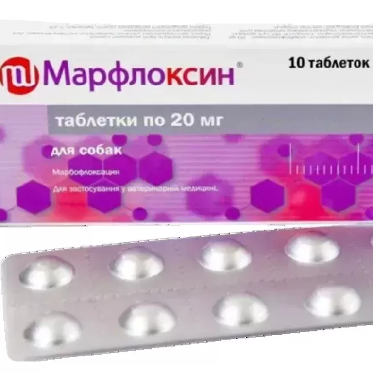 Марфлоксин Marfloxin таблетки для собак и кошек от бактерий, 10 таблеток, 20мг