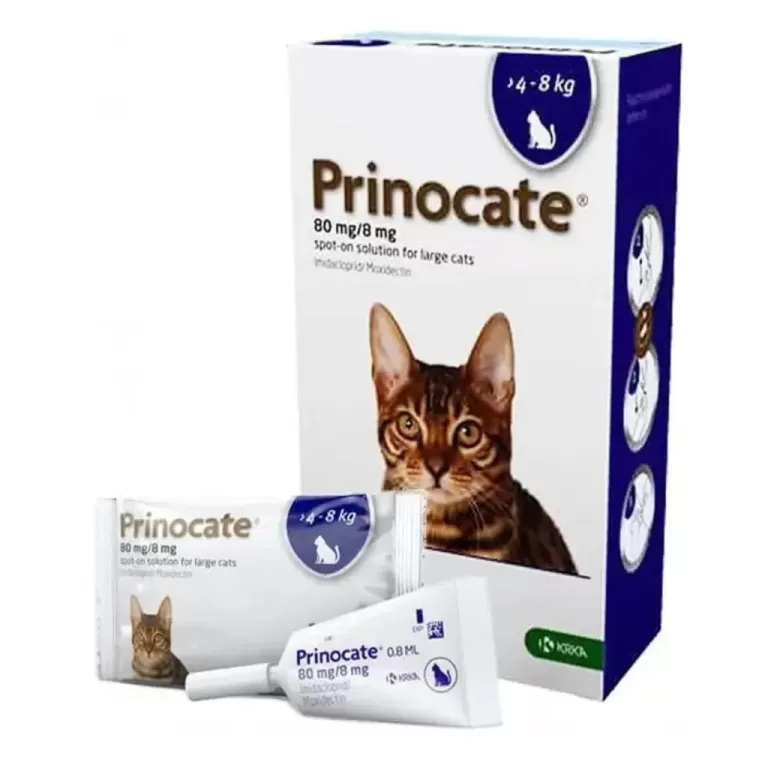 Прінокат Prinocate Large Cats краплі від бліх та кліщів для крупних кішок вагою 4-8 кг,  упаковка 3 піпетка 0,8 мл