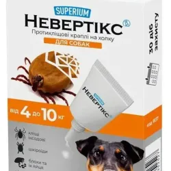 Суперіум Невертікс Superium краплі від бліх та кліщів для собак вагою від 4 до 10 кг, 1 піпетка
