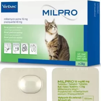 Мілпро Virbac Milpro таблетки для кішок більше 2 кг від глистів, 4 таблетки